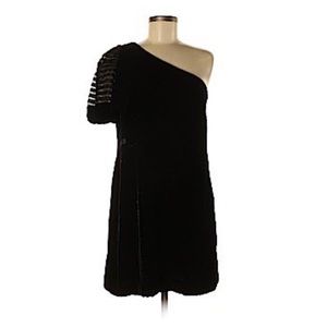 Reiss one shoulder luxe velvet A-line dress